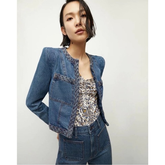 Veronica Beard Arrowe Medium Wash Denim Jacket - Picture 14 of 14